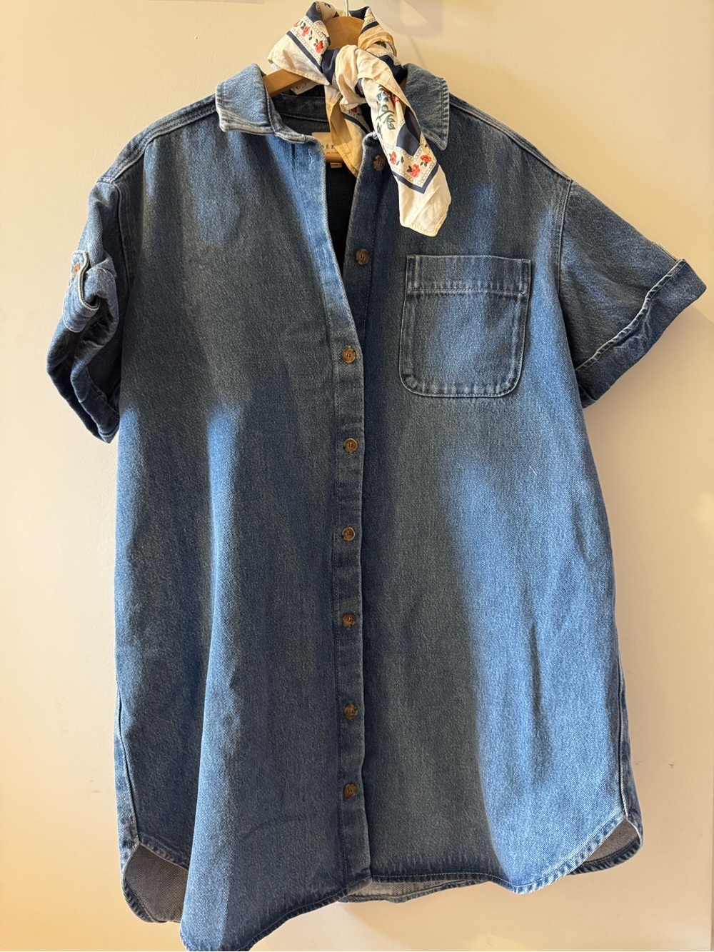 Sezane Blue Denim Button-Front Casual Shirt